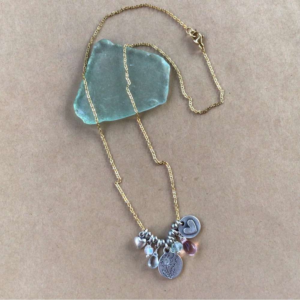 Sundance Charm dandelion heart gemstone Necklace - Picture 14 of 15